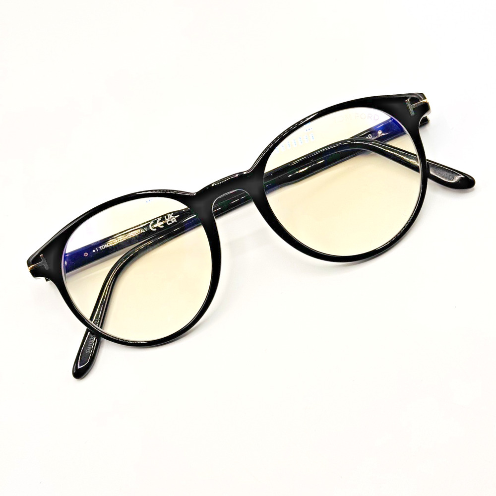 Tom Ford Eyeglasses Frames TF5695-B 001 Black Round Blue Light Block 49-20-145